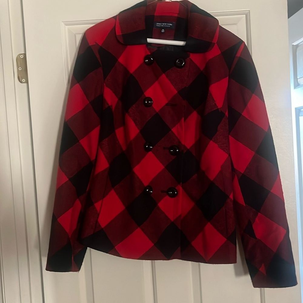 Jacket - Red & Black check with black buttons and pockets! Classic look!